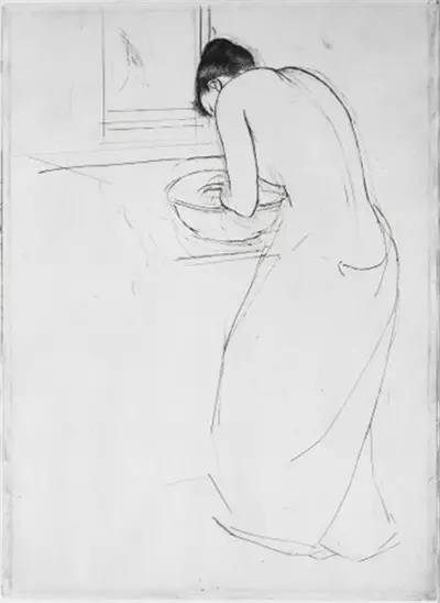 Woman Bathing (Drawing) Mary Cassatt